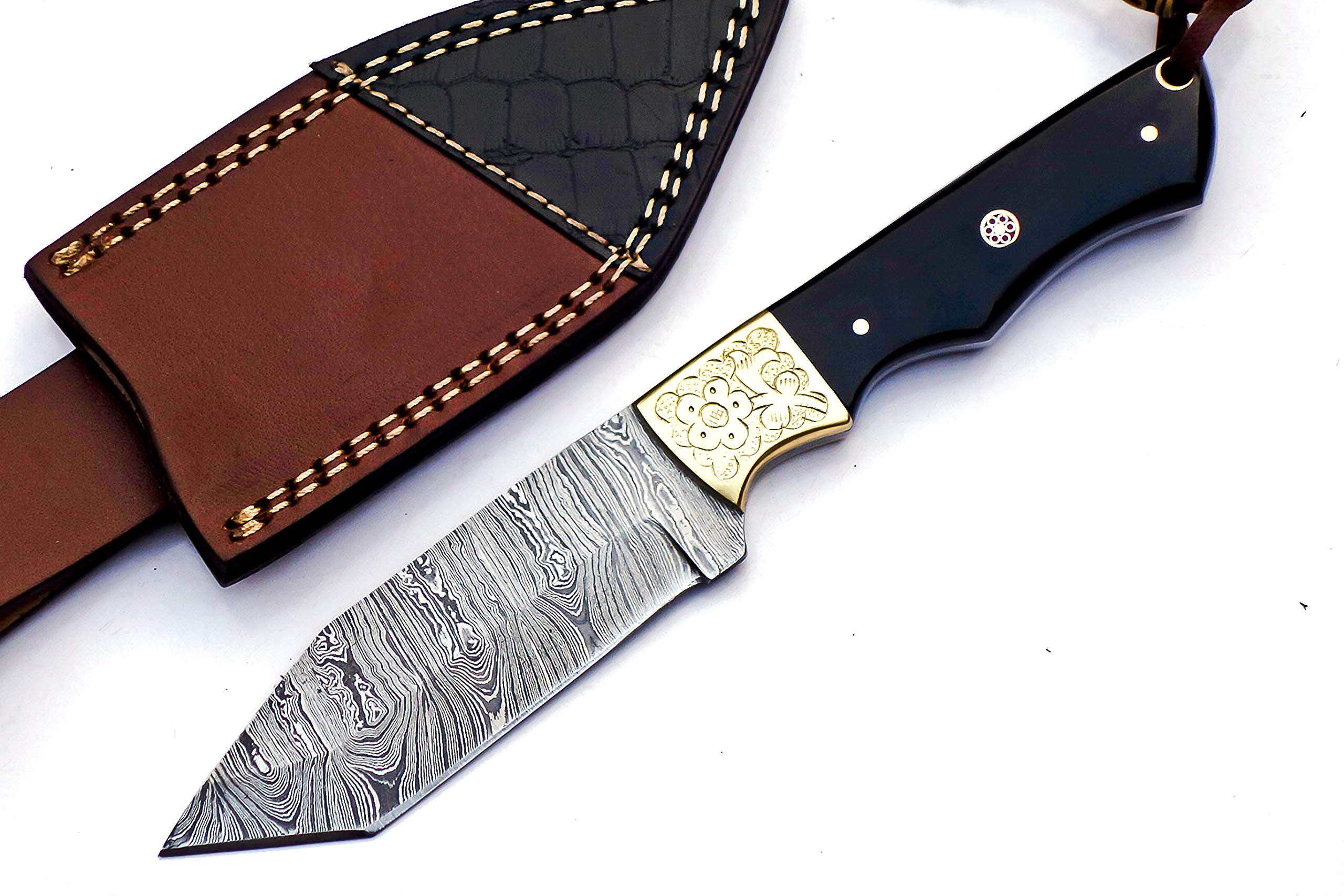 Damascus Steel fixed Blade Tanto Knife Hunting Camping outdoor Sports. SM147