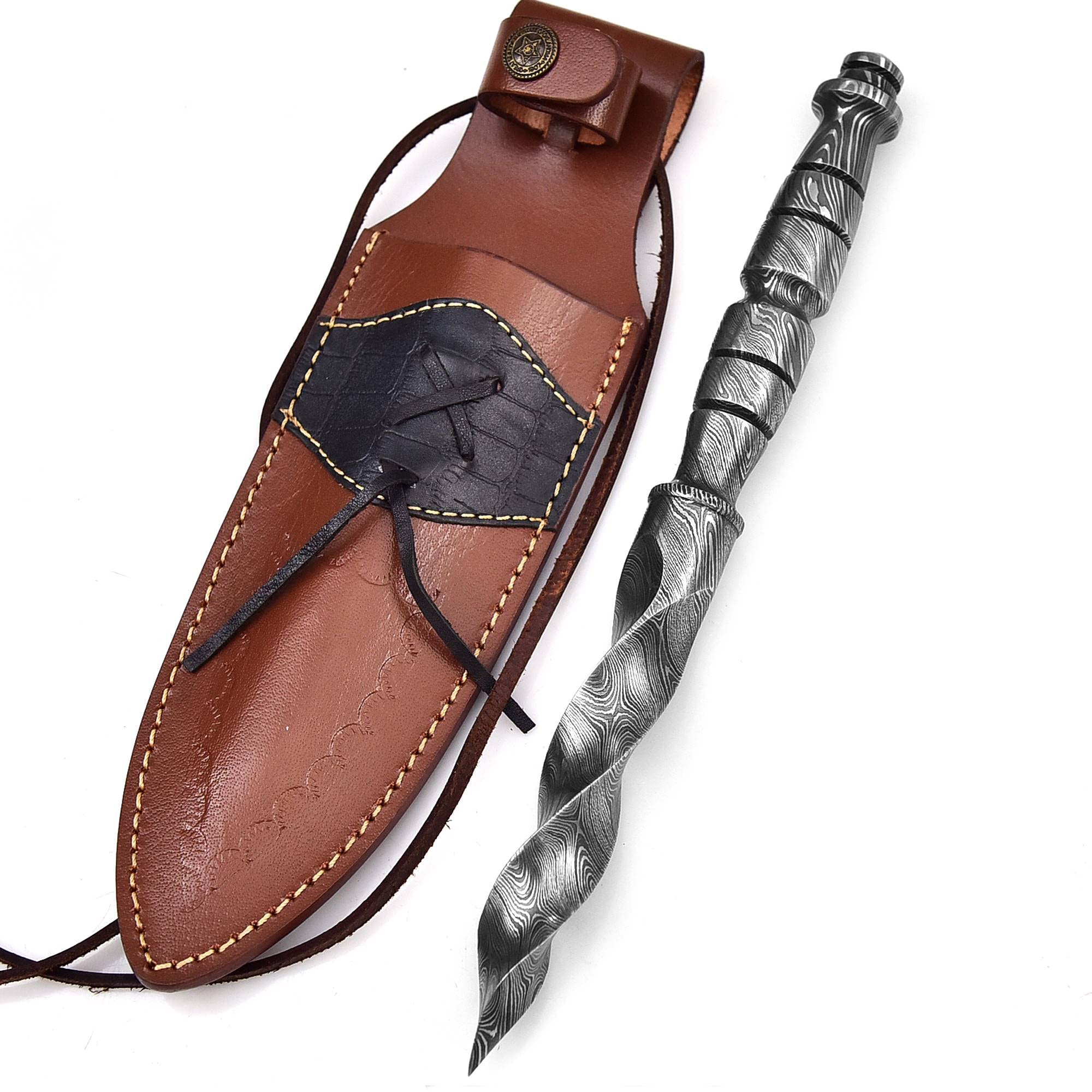 Tri Dagger -Damascus Steel blade Spiral Knife -